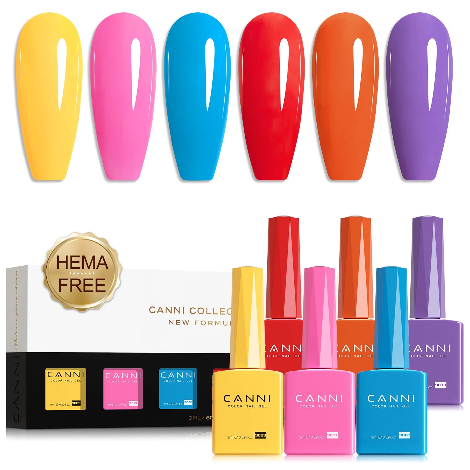 CANNI Nail Gel Polish Kit HEMA FREE Self Levelling Soft Status Soak Off UV LED Gorgeous Color Semi Permanent Varnish 6pcs/kit