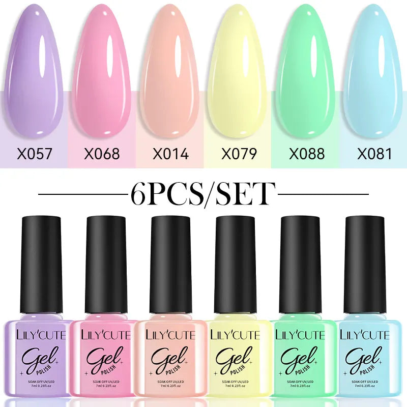 LILYCUTE 6Pcs/set 7ml Coffee Series Gel Nail Polish Kit