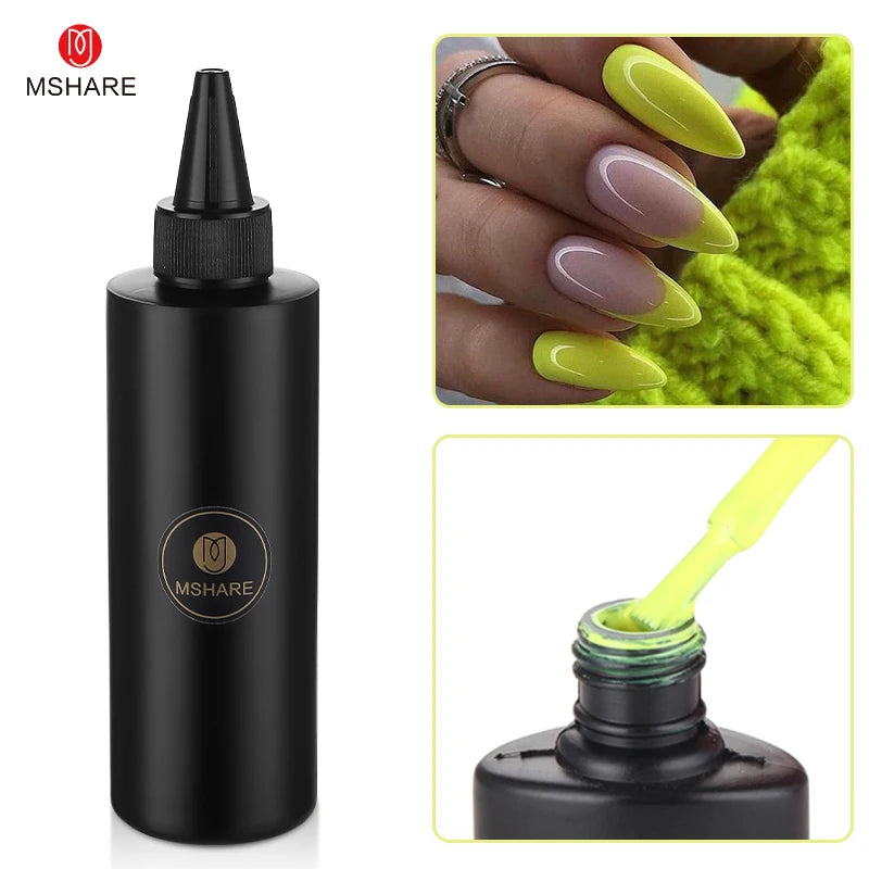 MSHARE 250ml Black White Nail Color Colour Milky White Gel Polish Semi Permanent Varnish Soak Off UV LED Nails