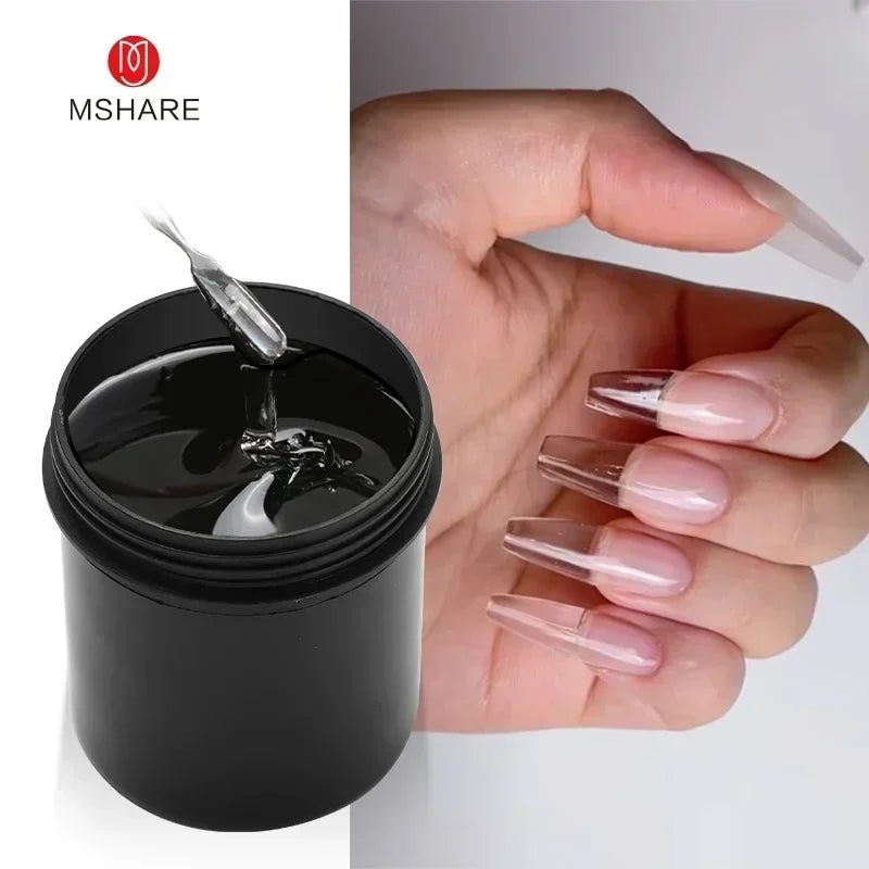 MSHARE Low Heat Milky Self Leveling Construction Gel for Nail Extension Medium Thick Natural Builder Reinforce UV Led Gel 142g