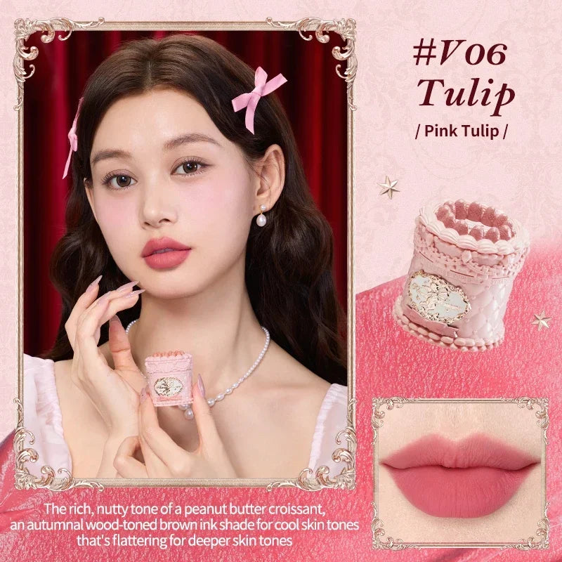 Flower Knows Strawberry Cupid Collection Cake Lip Cream 5ml Velvet Lip Tint - High Pigment Color Longwear Matte Lipstick