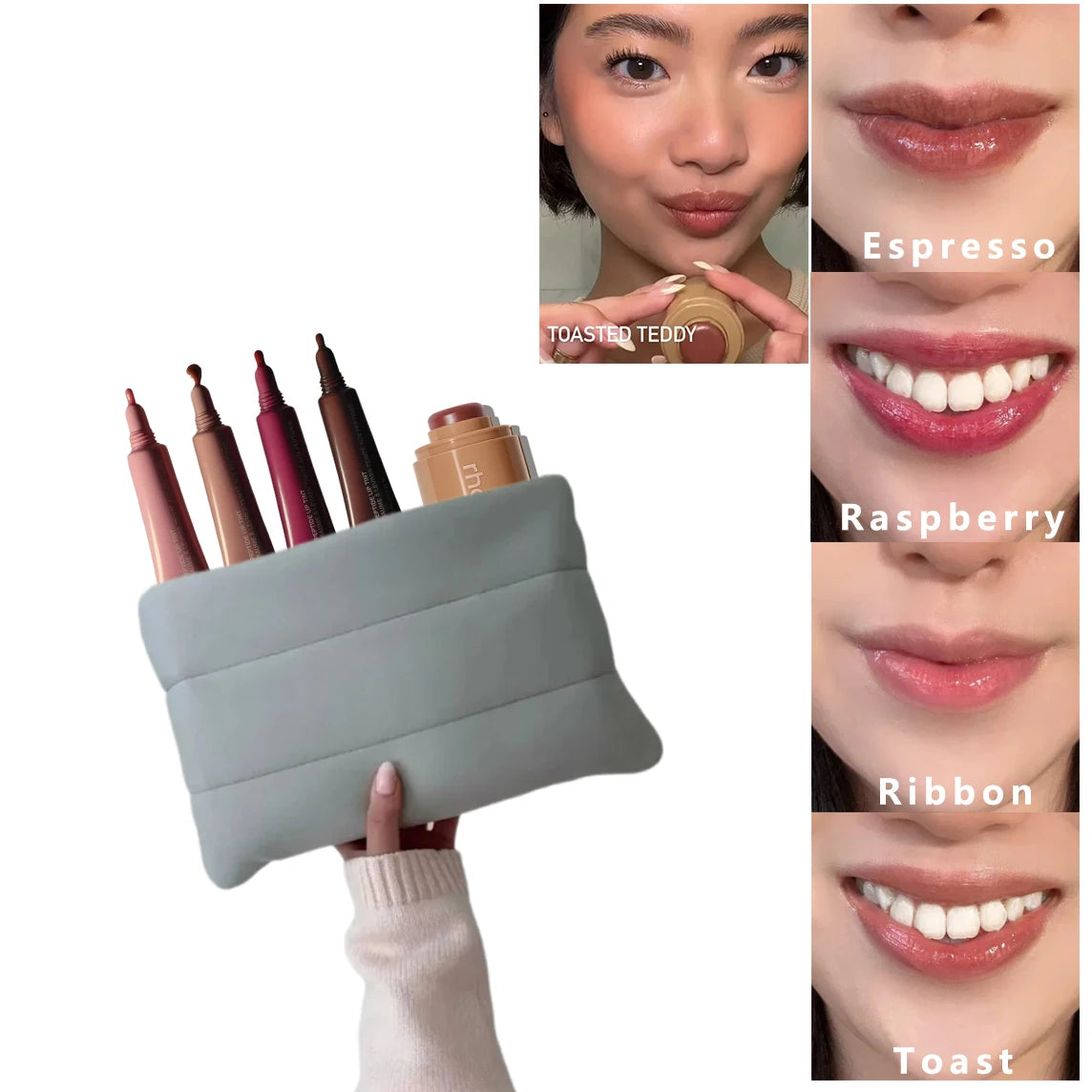 Christmas Makeup Gift Set High Shine Moisturizing Lip Gloss collection Pocket Blush Stick Multi-Functional with Makeup Bag