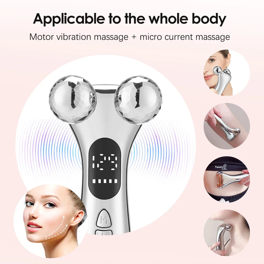 12 Modes Face Massager Lift Face 3D Roller Massager Thin Body Massage Tool Micro-current Massagers Skin Care Tools Eye Care