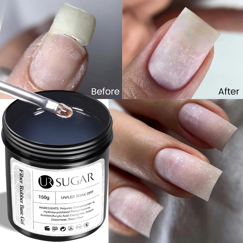 UR SUGAR 150g Fiber Rubber Base Nail Repair Gel Nail Polish UV Semi Permanent Repair Fix Crack Varnish Manicure Strengthener