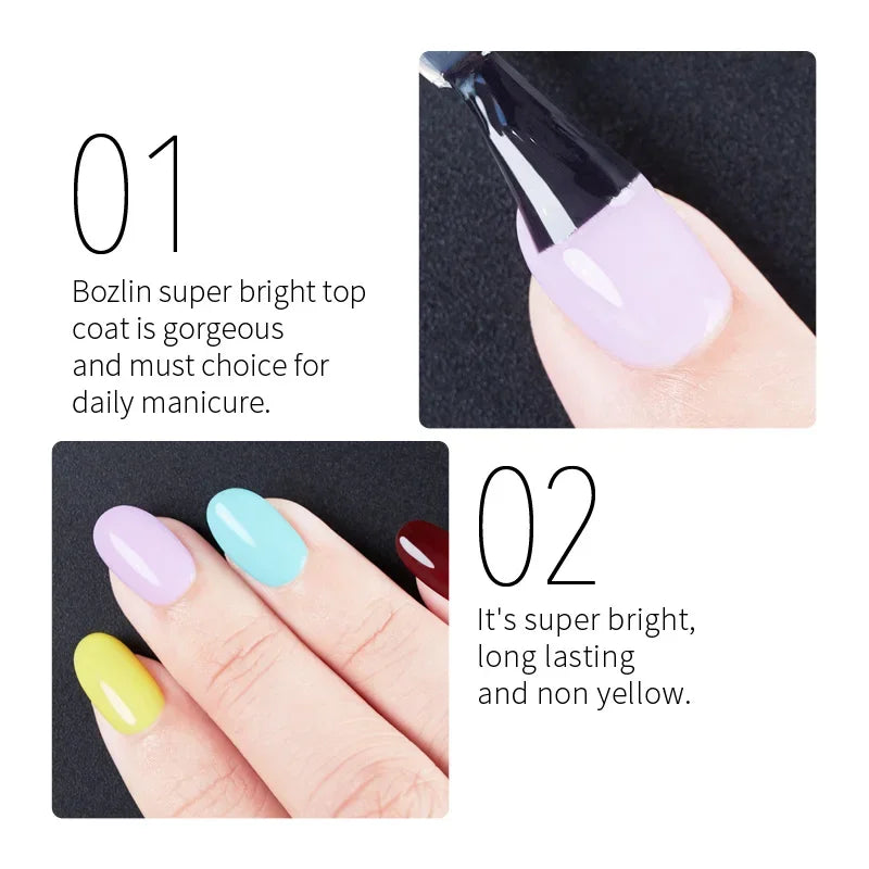 BOZLIN 1KG Super Shinny Top Coat UV Base Gel Polish Matte Top Coat Reinforce Gel Long Lasting Shinning Soak Off Nail Art Varnish