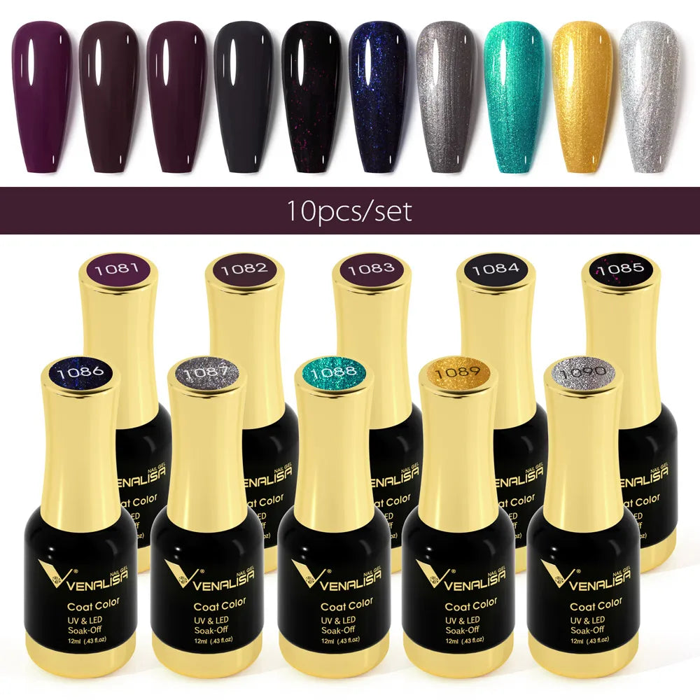 Venalisa Jelly Pink Kit 12ml Gel Nail Polish Full Coverage Platinum Pigment Fall Color Gorgeous Color Soak Off UV LEDGel Varnish