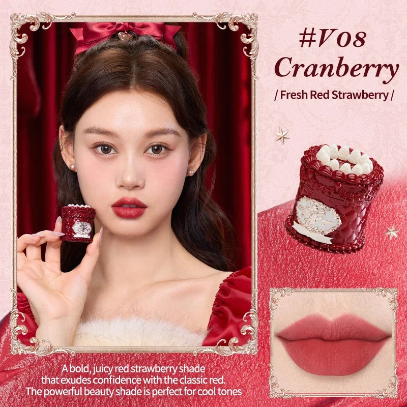 Flower Knows Strawberry Cupid Collection Cake Lip Cream 5ml Velvet Lip Tint - High Pigment Color Longwear Matte Lipstick