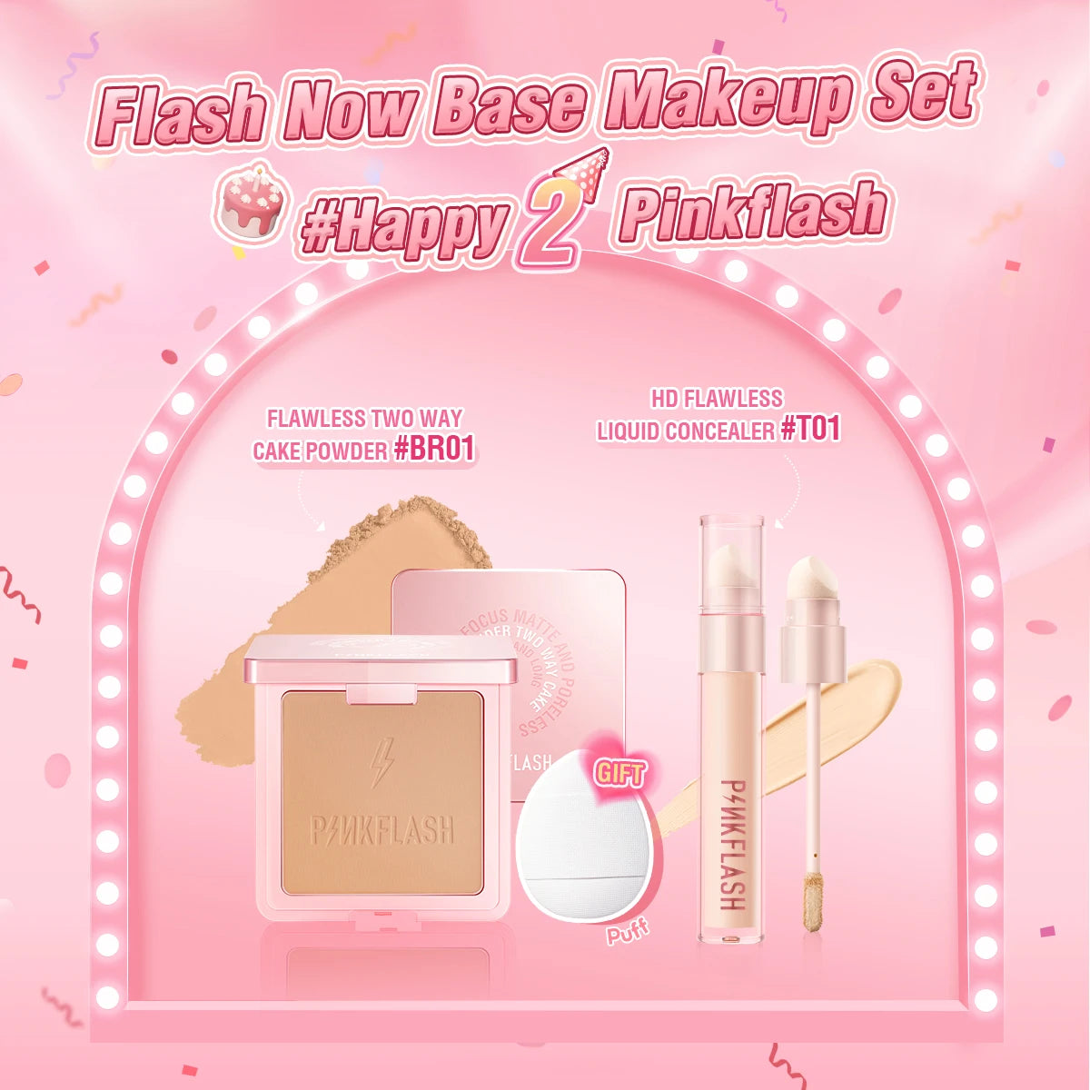 PINKFLASH 2 Anniversary Full Makeup Sets Waterproof Liquid Lipstick Face Concealer Eyeshadow Palette Mascara Eyebrow Cosmetics