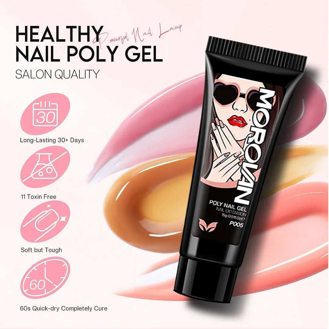 Poly Nail Gel Set - 8 Colors Pink Poly Extension Gel Professional Poly Nail Gel Packs for Beginners for Nail Extension DIY Art