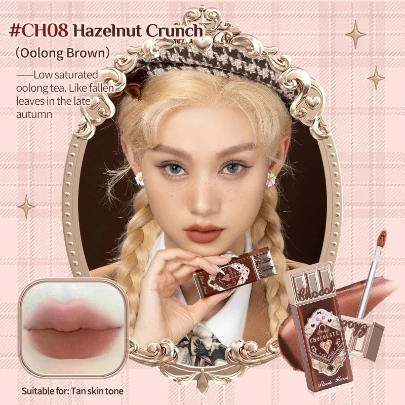 Flower Knows Chocolate Cloud Lip Cream Lightweight Matte Long Lasting Liquid Lipstick Makeup Lip Mud 4.5ml Waterproof