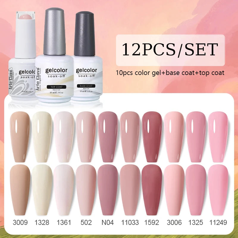 Arte Clavo 10/12/20pcs Gel Nail Polish Set 116 Colors Manicure Semi Permanent Soak Off UV  LED Design Nail Art Gel Varnish Kit