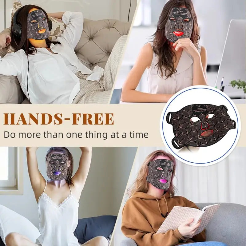 Facial LED Mask with Neck 8 Colors Red Light Near Infrared Therapy Beauty Mask Anti Aging Skin Rejuvenation Lifting Whitening
