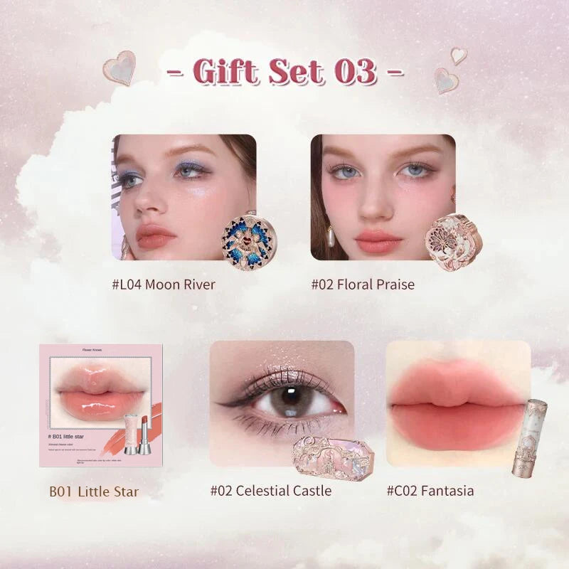 Flower Knows Makeup Kit Full Professional Makeup Gift Set Mermaid Eyeshadow Angel Highlight Swan Lipstick 5 piece set