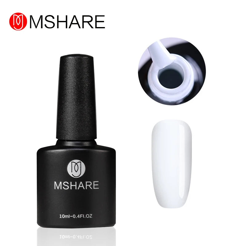 MSHARE 250ml Black White Nail Color Colour Milky White Gel Polish Semi Permanent Varnish Soak Off UV LED Nails