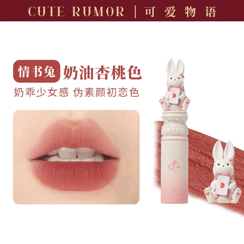 Cute Rumor Lip Mud Rabbit Lip Glazed Peach Naked Color Korean Makeup Matte Lipstick Gifts to Girlfriend Vegan Cosmetics