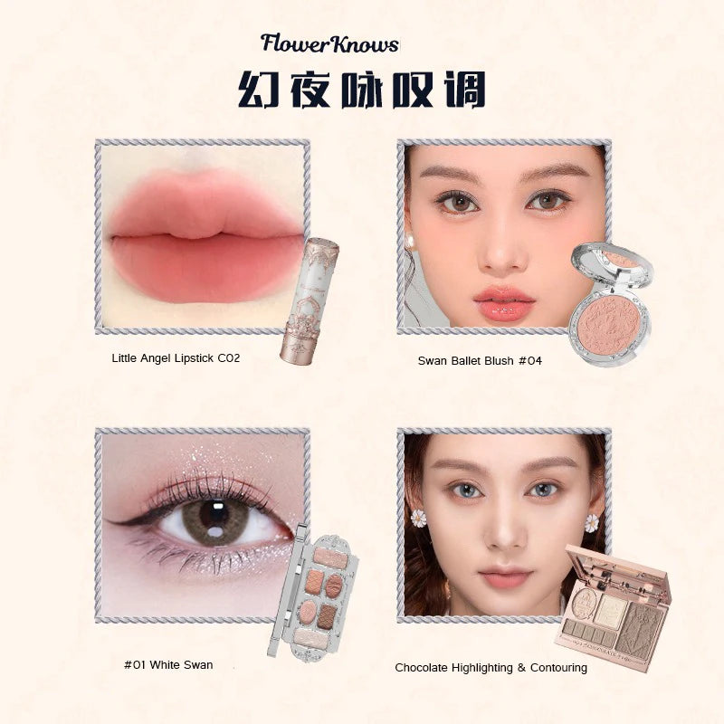 Flowerknows Make Up Sets Cosmetics Full Set Gift Box Makeup Kit Lip Glaze Matte Blush Powder Eye Shadow Highlighter Contour