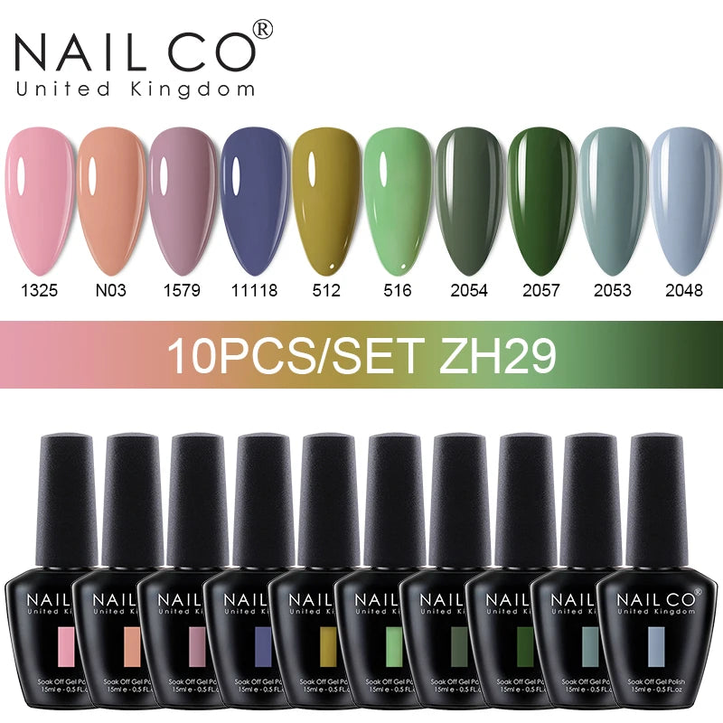 NAILCO 10PCS Set Jelly Color Macarone Gel Polish Set Gel Nail Art All For Manicure Semi-Permanent Varnish Hybrid Design Gel Kit
