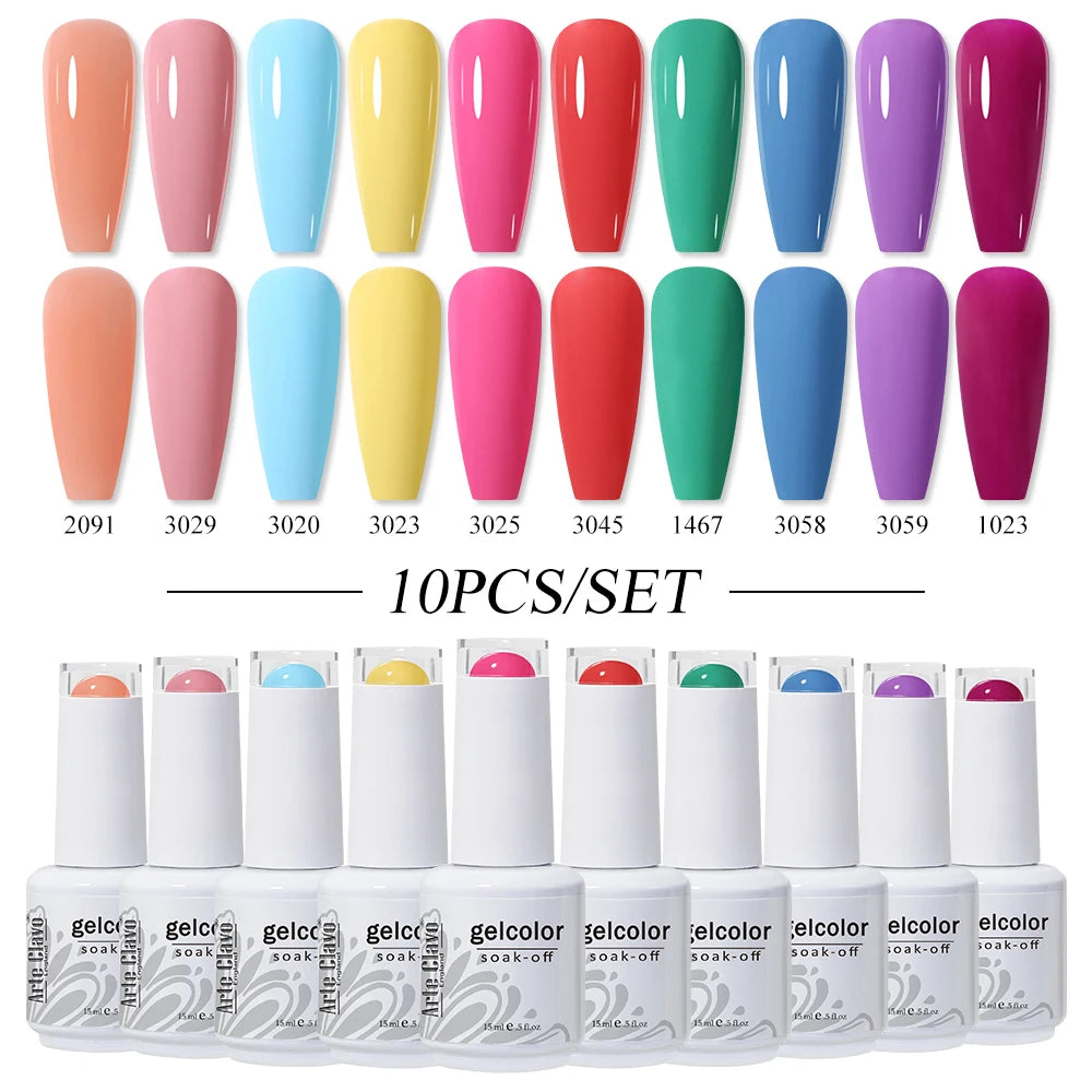 Arte Clavo 10/12/20pcs Gel Nail Polish Set 116 Colors Manicure Semi Permanent Soak Off UV  LED Design Nail Art Gel Varnish Kit