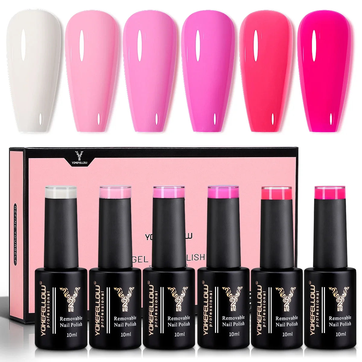 YOKEFELLOW Gel Nail Polish Set 10ml 6Pcs Green Soak Off UV LED Cure Gel Varnish for Nail Art Manicure DIY St. Patrick's Day