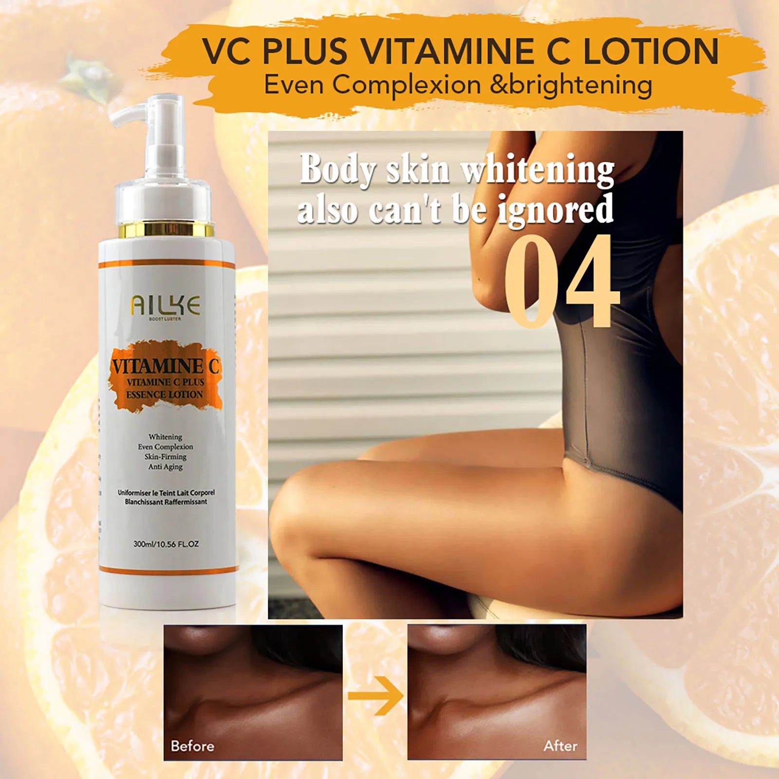AILKE Vitamin C Whitening Serum, Remove Dark Spots, Moisturizing, Anti-Aging & Wrinkle, Beauty Skin Care Cosmetics