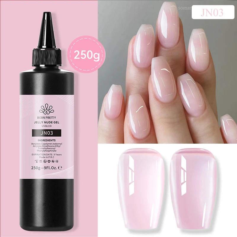 BORN PRETTY 250g Super Strong Nail Glue For False Nail Tips Press On Nails Refilled Package Base Gel Top Coat Matte Top Coat