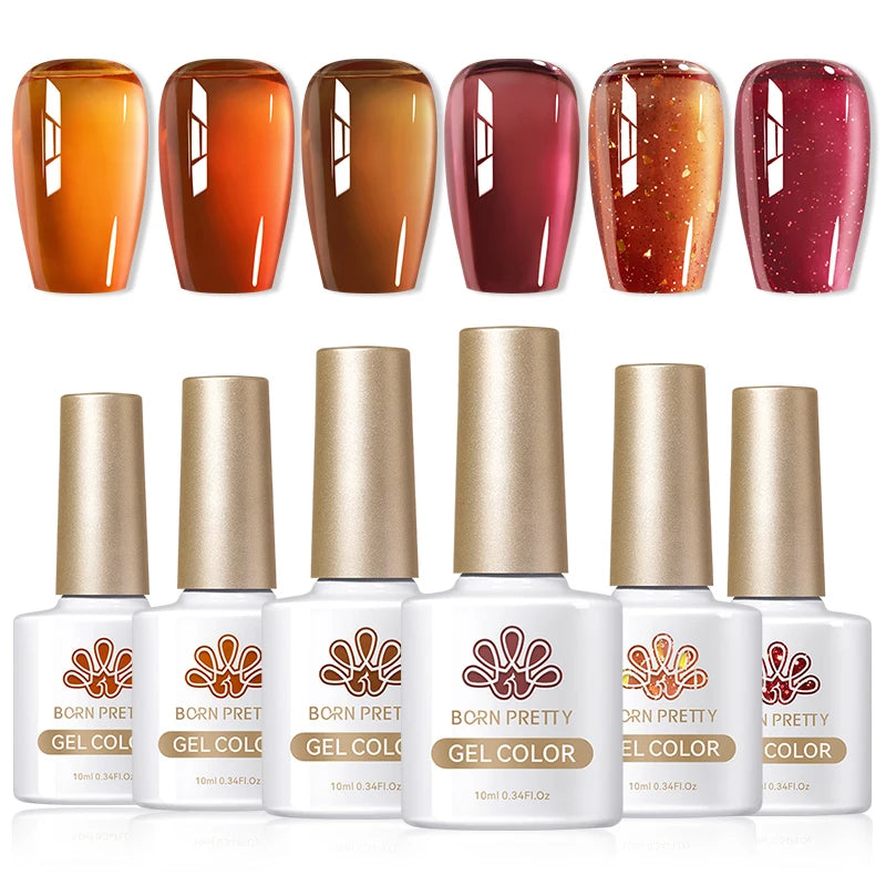 BORN PRETTY 6PCS Gel Polish Set 9D Polaris Cat Magnetic Soak Off UV LED Polish DIY Nail Art Manicure Varnish Base Top Coat