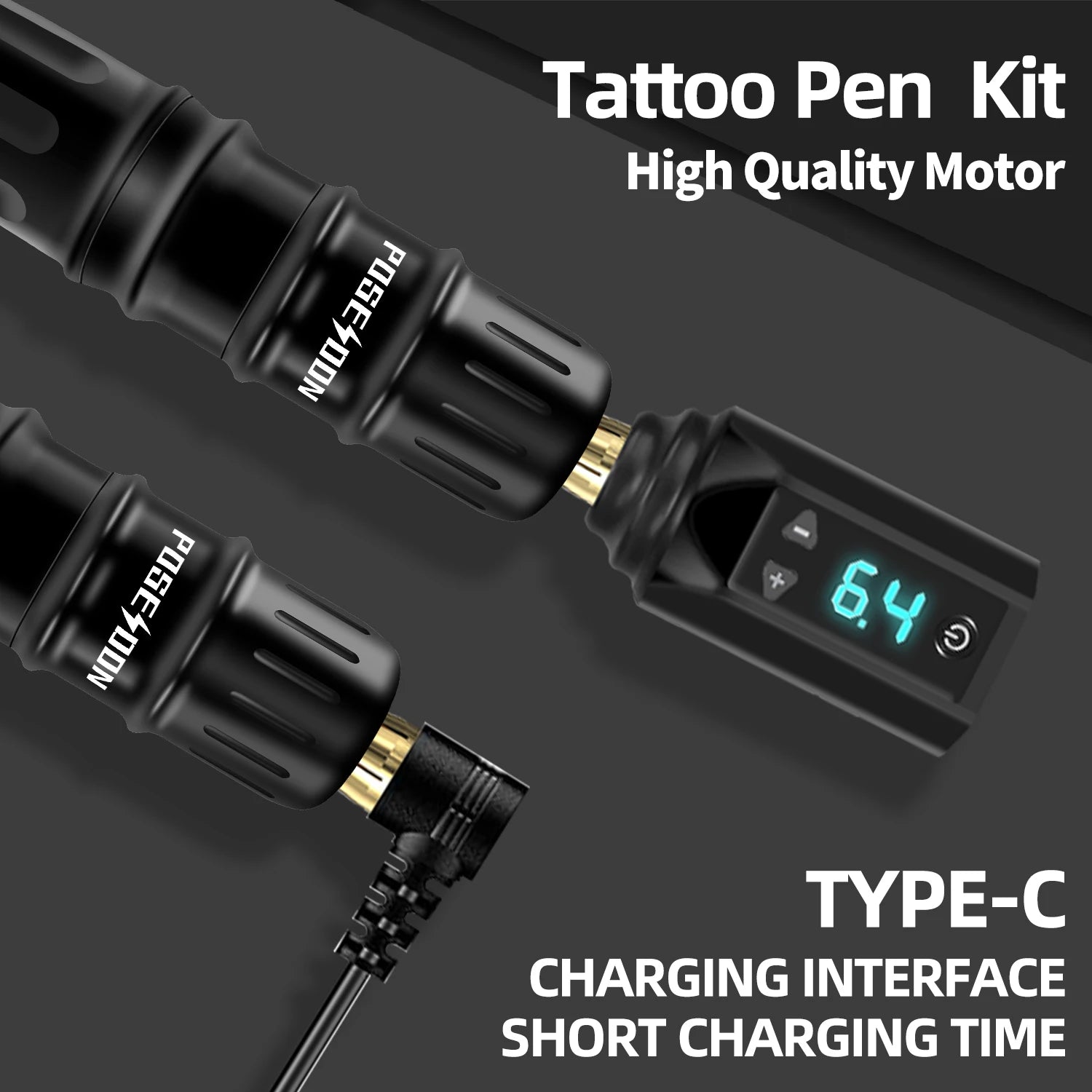 Tattoo Kit POSEIDON V5 Hot Tattoo Pen Kit For Permanent Makeup Tattoo Machine Kit High Power Tattoo Power Supply Tattoo Gun Kit
