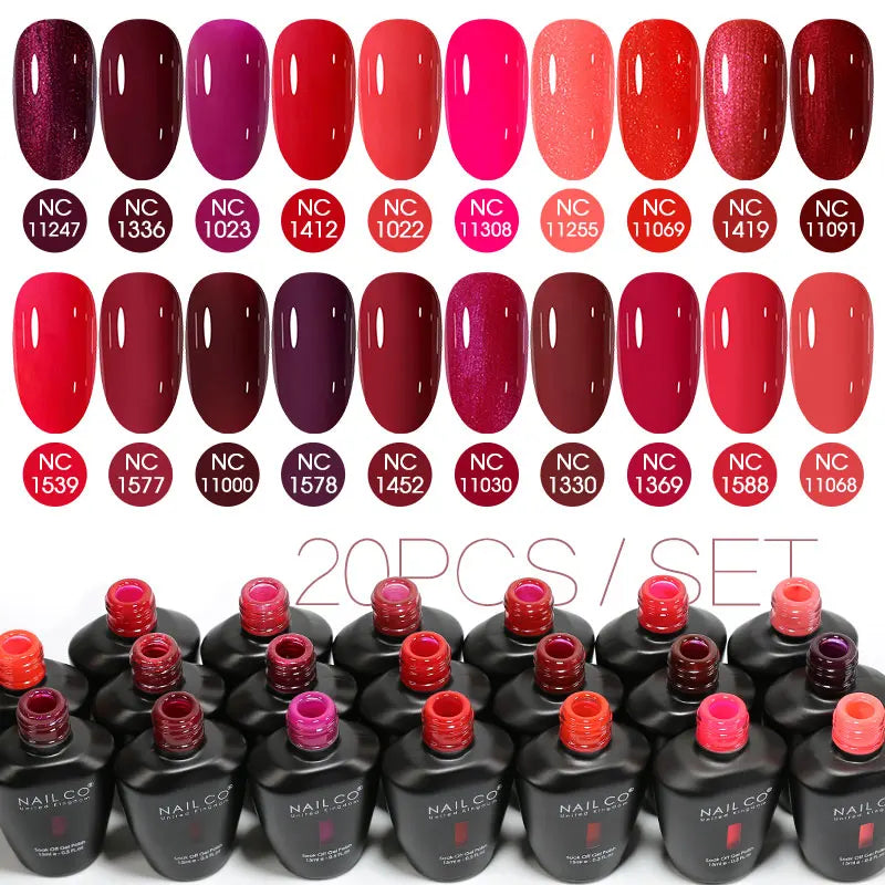 NAILCO 20/30Pcs Fluorescent Color Gel Nail Polish Set Semi Permanent UV LED Varnish Nail Art Design Soak Off Nail Gel Set 15ml