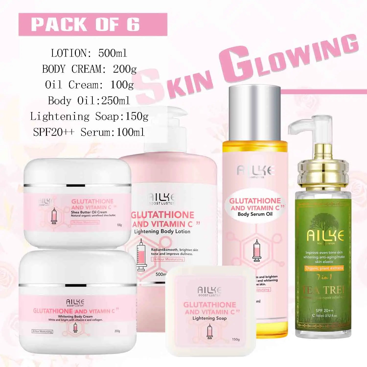 AILKE Whitening Moisturizing Anti-Freckle Body Lotion, Suitable For Face And Body, Glutathione Korean Women's Skin Care Products