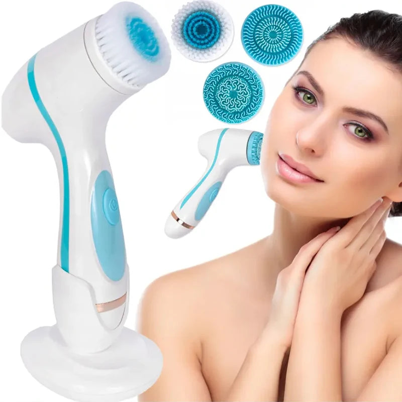 Silicone Facial Cleansing Brush Exfoliator Face Scrub Brush Vibration Sonic Cleanser Skin Massager Machine