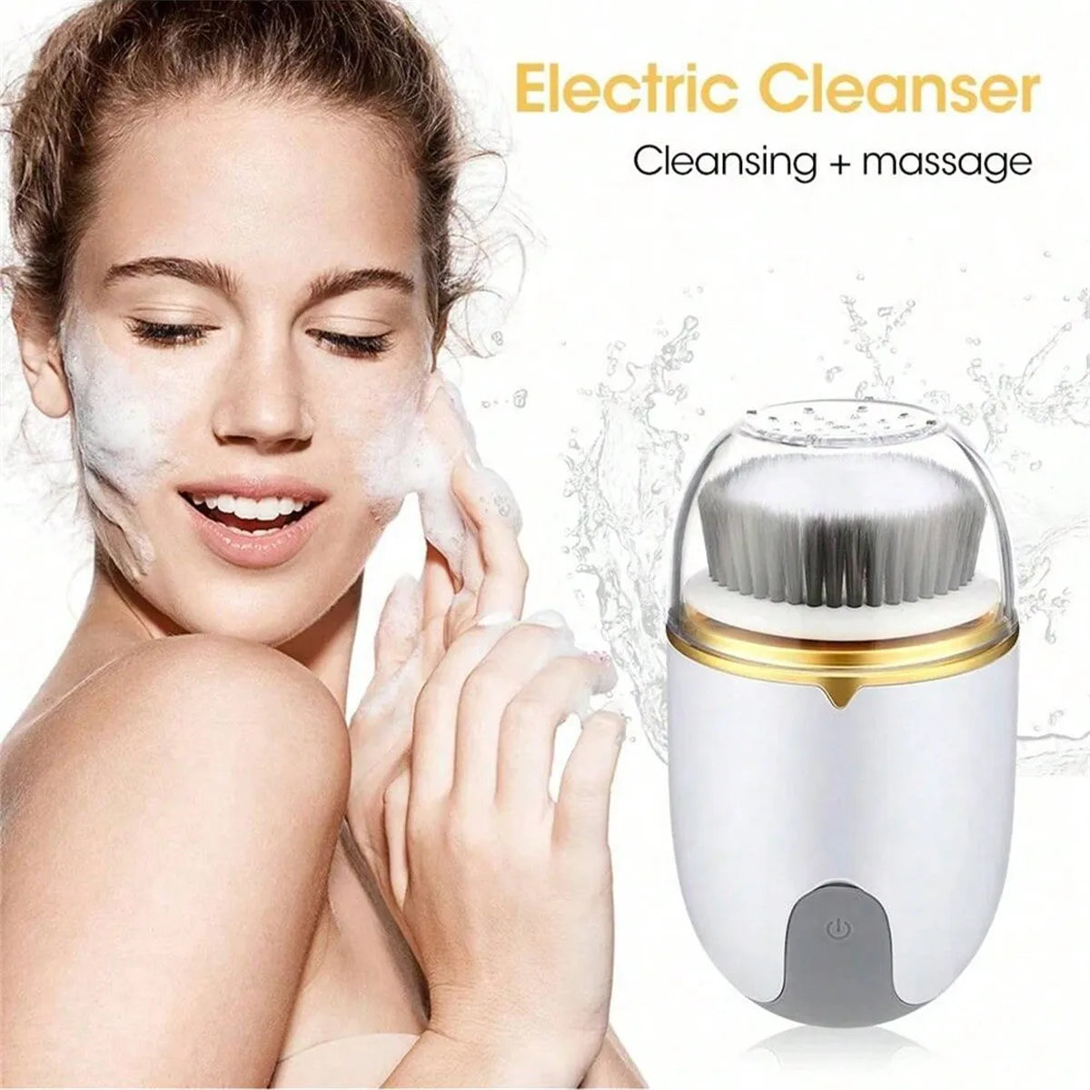 Electric Ultrasonic Facial Cleanser Brush 3 In 1 Cleansing Face Brush 360 Rotate Deep Cleaning Brush Facial Skin Care Tools