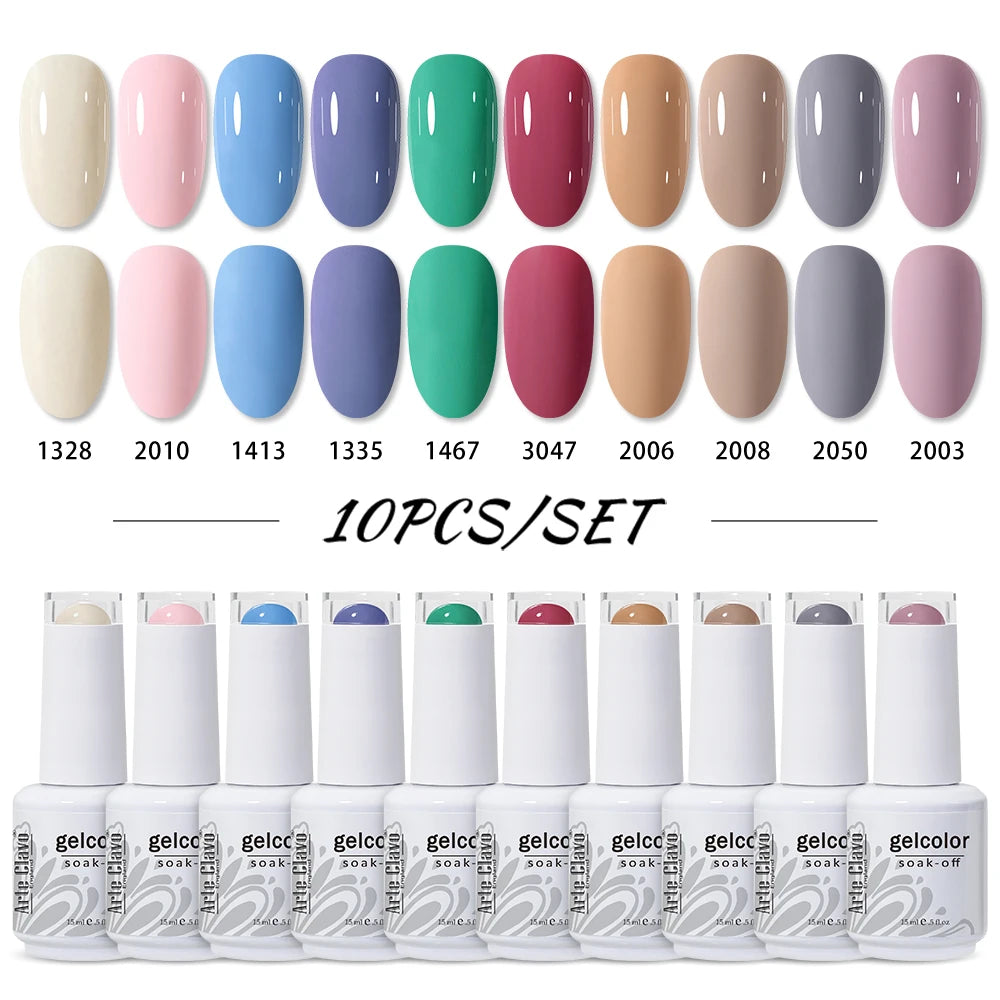 Arte Clavo 10/12/20pcs Gel Nail Polish Set 116 Colors Manicure Semi Permanent Soak Off UV  LED Design Nail Art Gel Varnish Kit