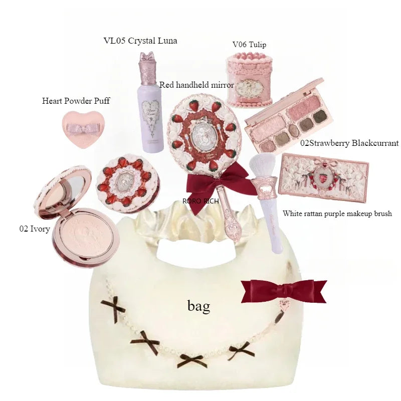 Flower Knows Strawberry Cupid Collection Makeup Set Sweetheart Gift Set Lip Mud Liquid Blush Face Palette All In One Make Up Kit