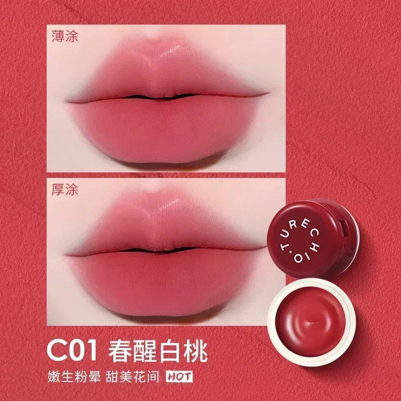 CHIOTURE Cosmetics 3IN1 Canned Lip Mud Velvet Blush Cream Matte Long Lasting Moisturizing Non Sticky Lipstick Cheeks Cute Makeup