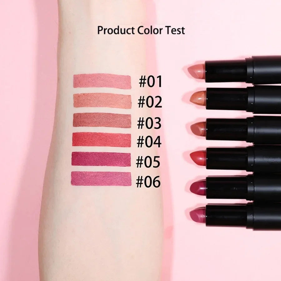 Custom 6colors Matte Black Tube Lipstick Non Stick Cup Long Lasting Waterproof Velvet Not Fading Sexy Red Lipstick Bulk Makeup