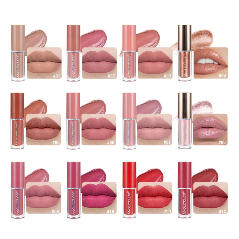 12Color Lip Gloss Set Velvet Matte Lip Gloss Non-Fading Lipstick European and American Makeup