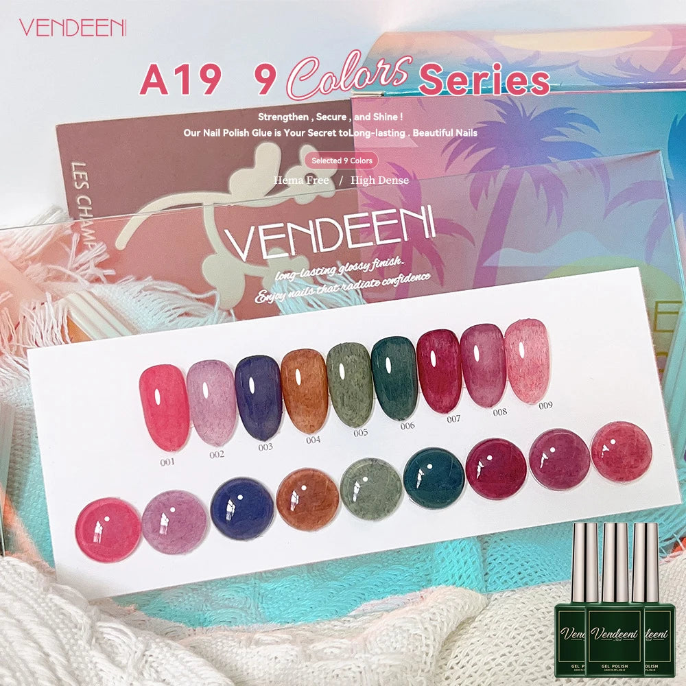 Vendeeni 9 Color/Set Furs Fluff Gel Nail Polish Semi Permanent UV LED Soak Off Gel Varnish DIY Plush Velvet Nail Art Gel Lacquer