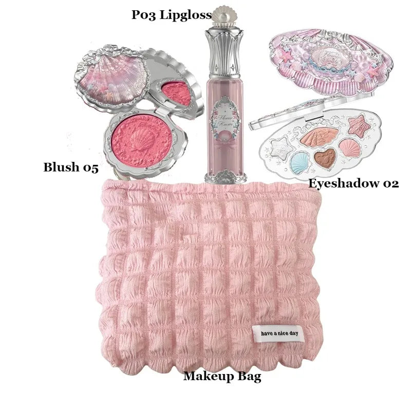 Flower Knows Makeup Full Set Moonlit Mermaid Eye Shadow Palette Matte Blush And Lipgloss Flowerknows Kit Makeup Bag for women
