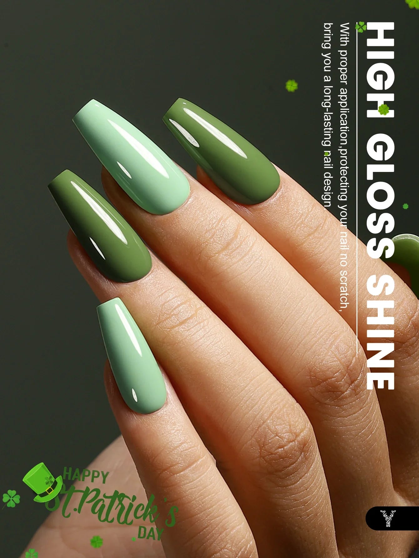 YOKEFELLOW Gel Nail Polish Set 10ml 6Pcs Green Soak Off UV LED Cure Gel Varnish for Nail Art Manicure DIY St. Patrick's Day