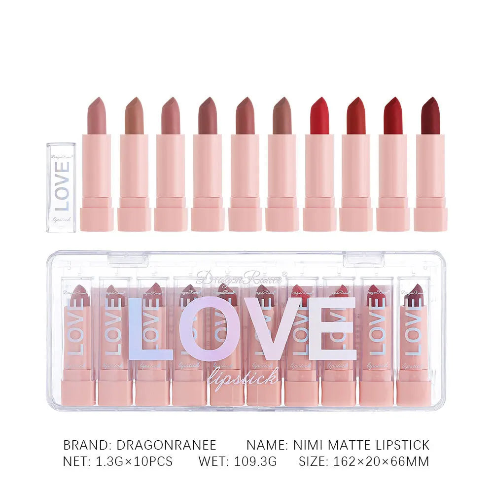 10 PCS Lipsticks Set Free Shipping Matte Lip Stain Gift Kit Waterproof Makeup For Women Korean Cosmetics Lip Gloss Tint Beauty