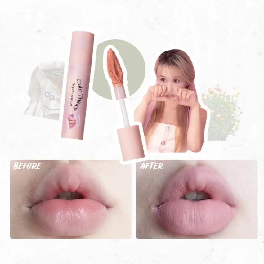 FLORTTE Lip Primer Matte Korean Lipstick Cream Whitening Lip Mud Long Lasting Waterproof Lipgloss