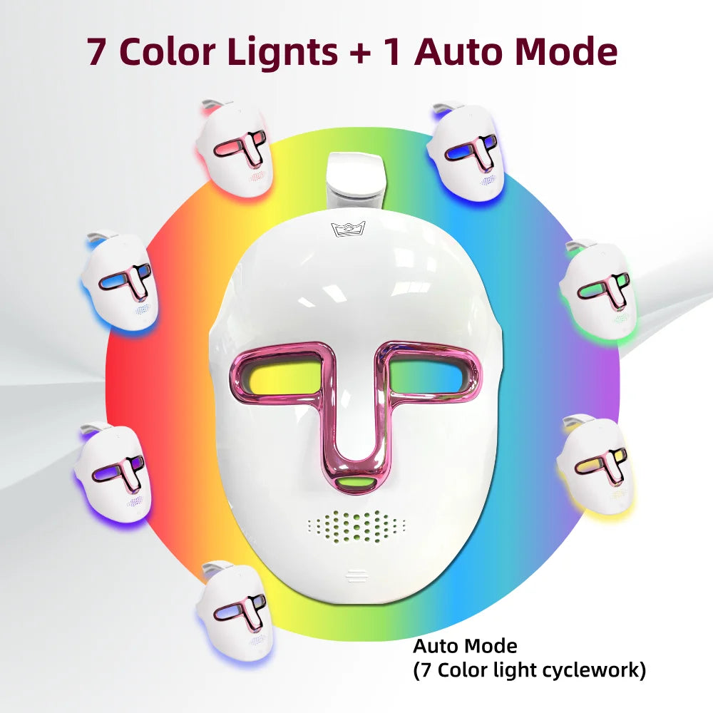 7 Colors LED Face Mask Wireless Red Light Therapy for Skin Tightening Face Care USB Rechargeable Photon Beauty Instrument