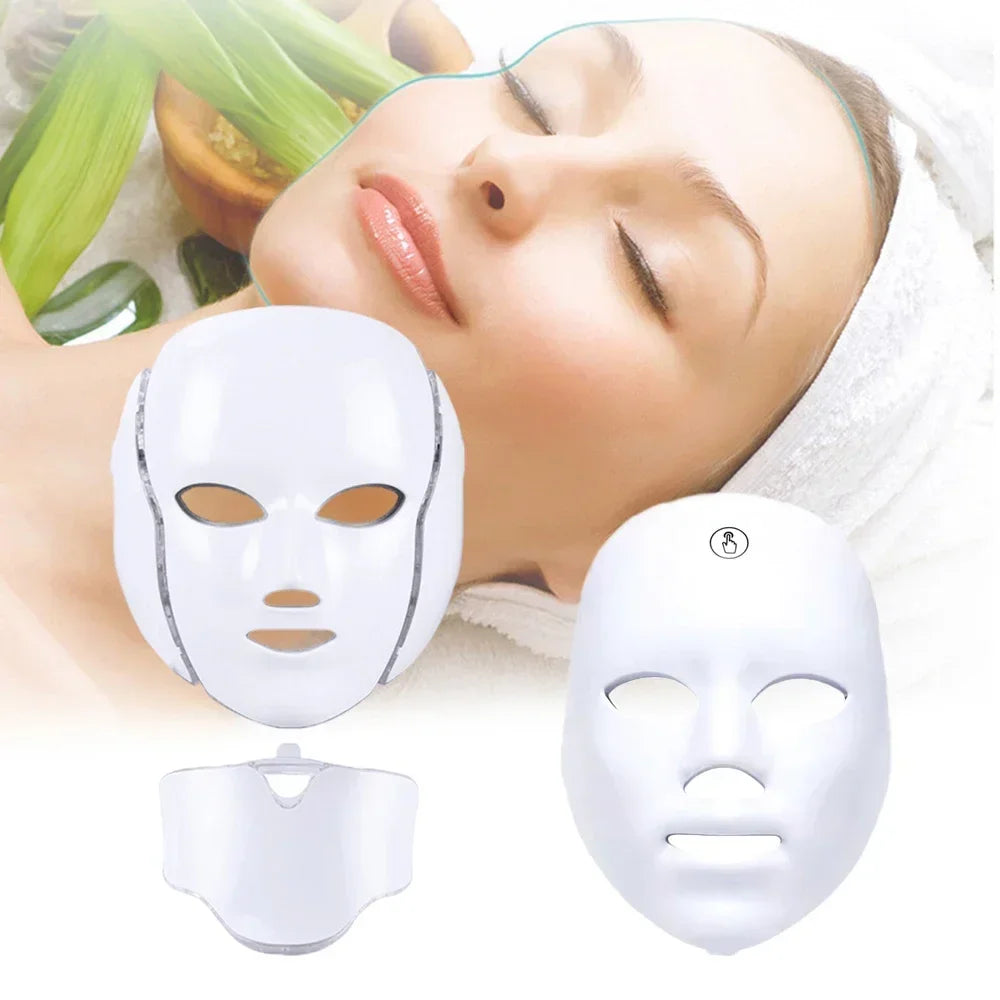 Electrical Cosmetic 7 Wavelength LED Biology Colorful Light Therapy Mask for Face Neck Korean Skin Care Facial Beauty Machine
