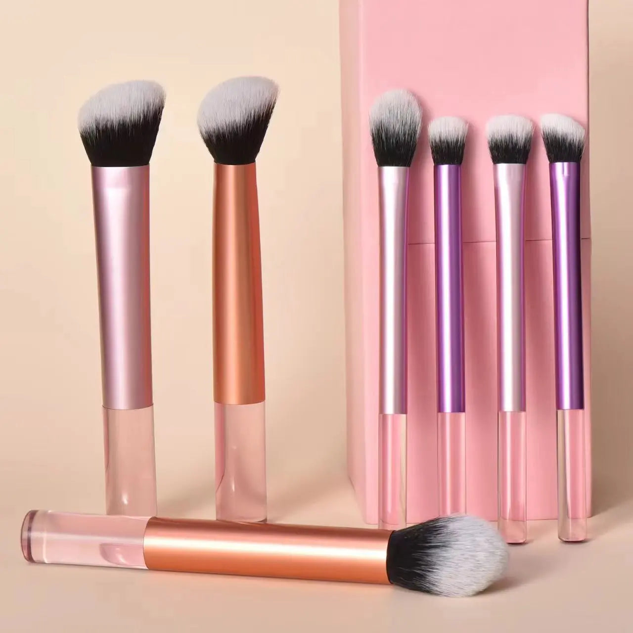 7 RT8 16 mixed-color long aluminum tube makeup brush set Rt same blush brush loose powder trimming beauty tool