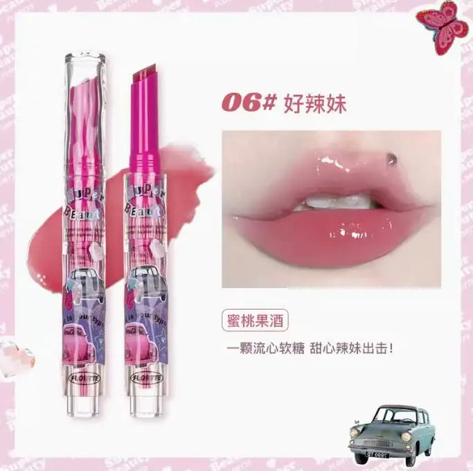 FLORTTE Korean Lipstick Vegan Hydrating Lip Balm Long Lasting Lip Tint Makeup Lip Plumper Gloss