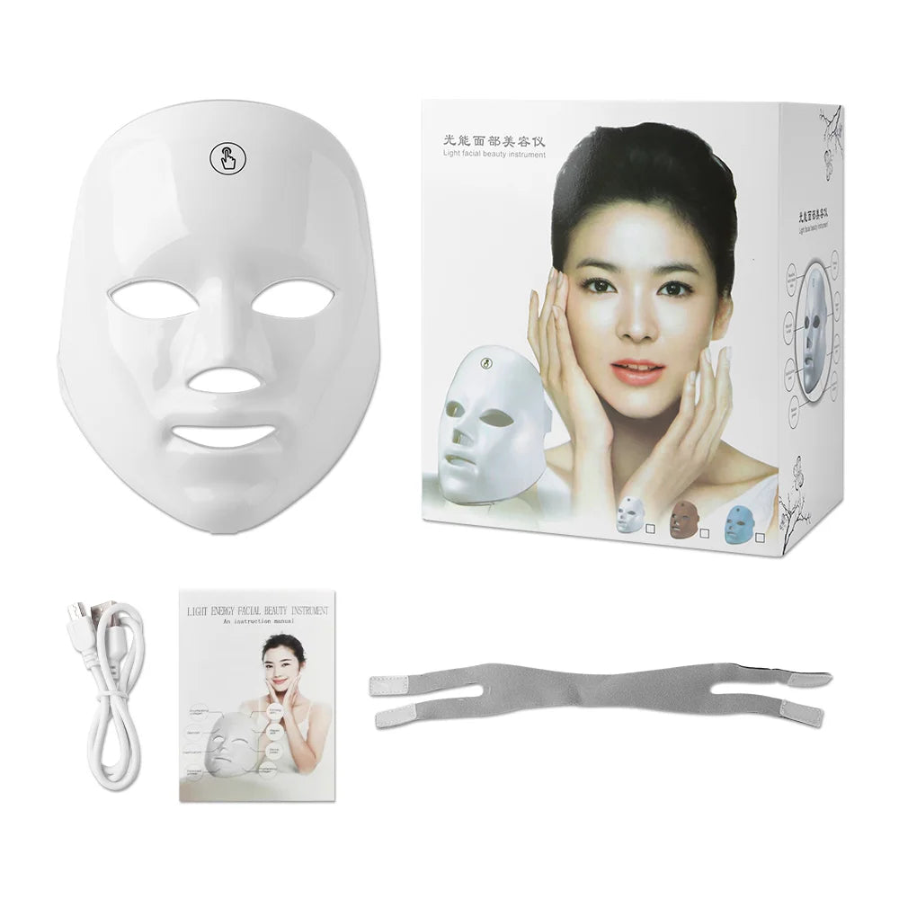 7 Colors Photon Facial LED Mask Red Light Therapy Anti Aging Face Neck Beauty Mask Relaxation Treatment Anti-Wrinkle Skin Care