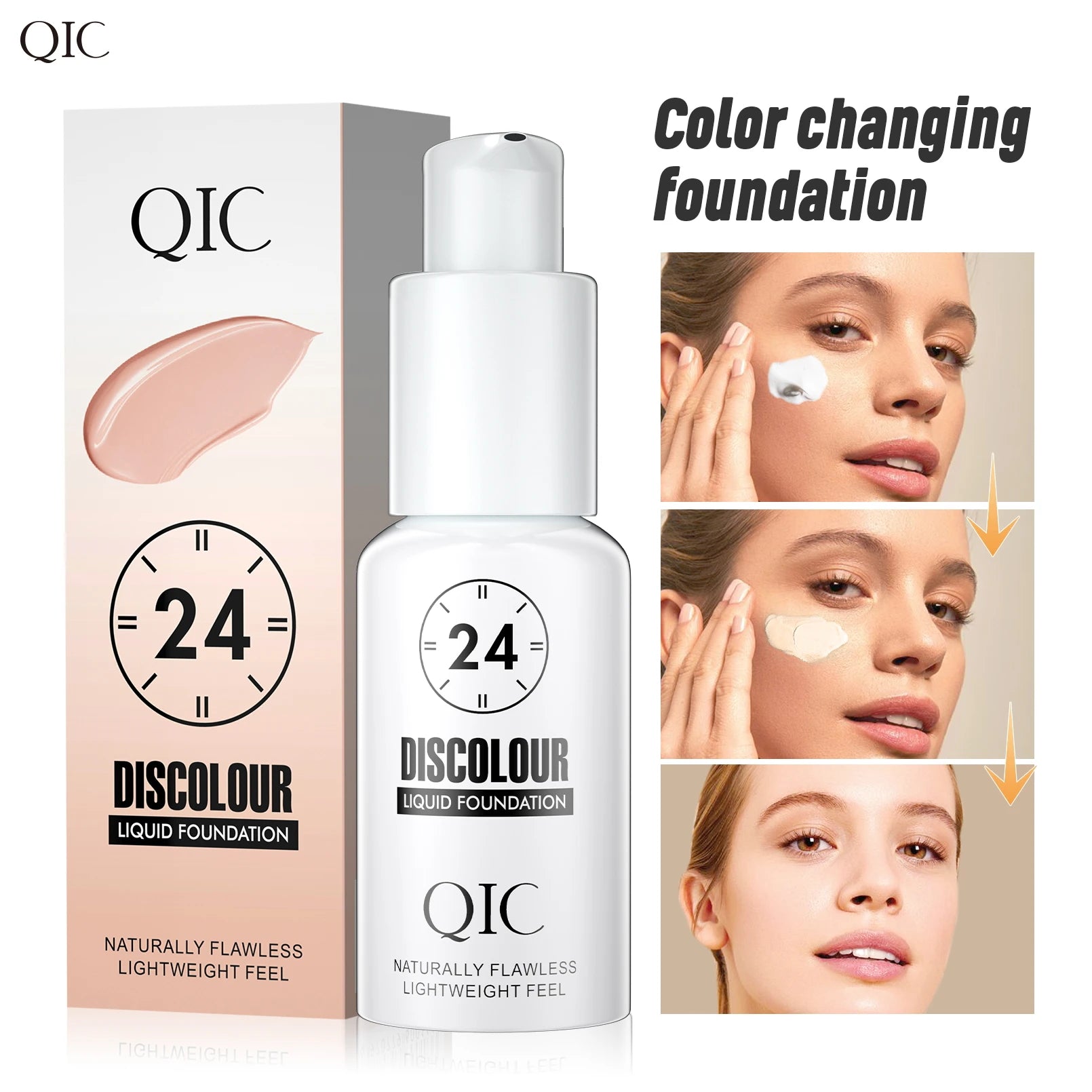 Temperature-Changing Foundation Long-Lasting Waterproof Temperature Changing Liquid Foundation Unisex Daily Portable Travel Size