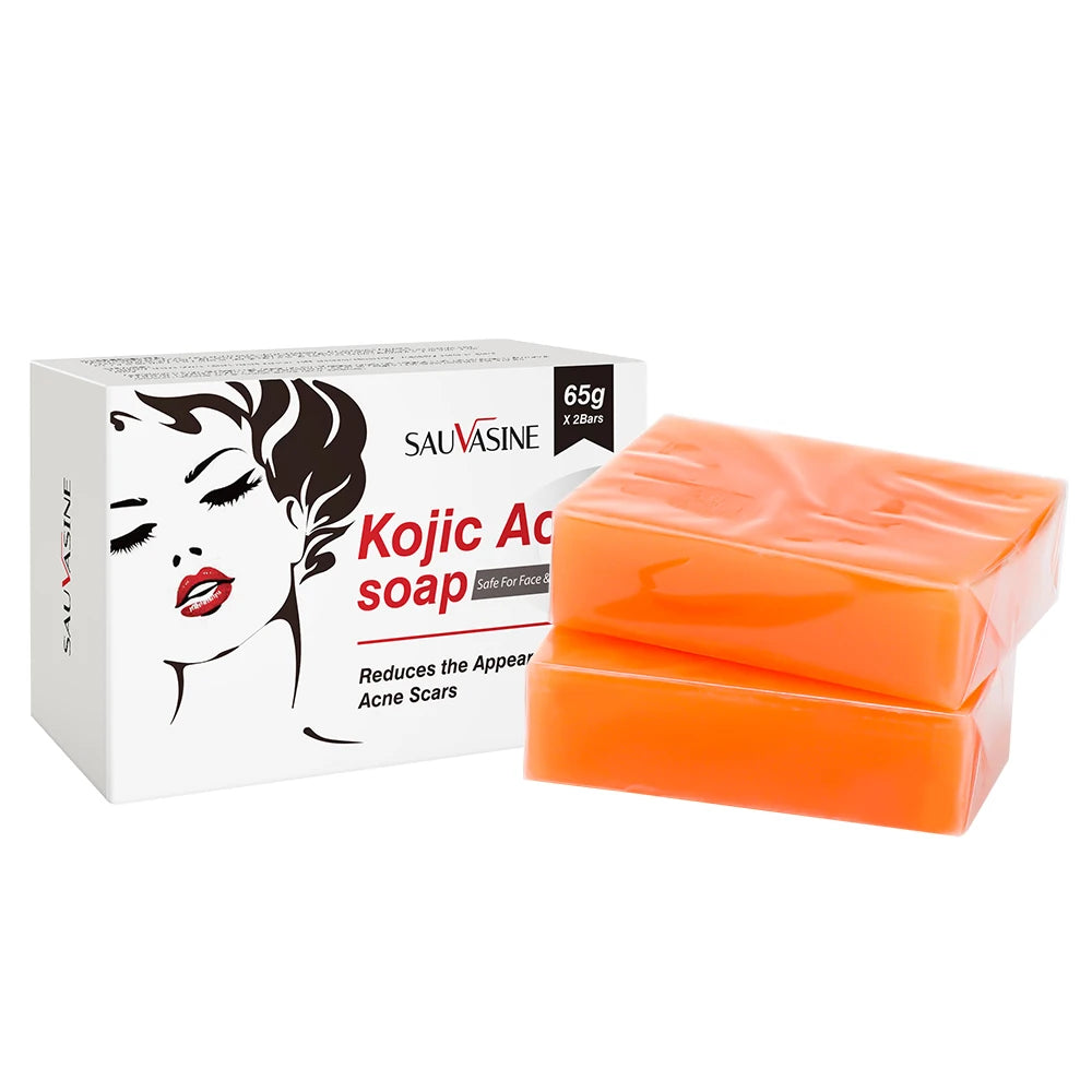 Kojic Acid Brightening Soap Facial Deep Cleansing Soap Exfoliating Even Skin Tone Oil Control Moisturizing Skin Care 65g x2