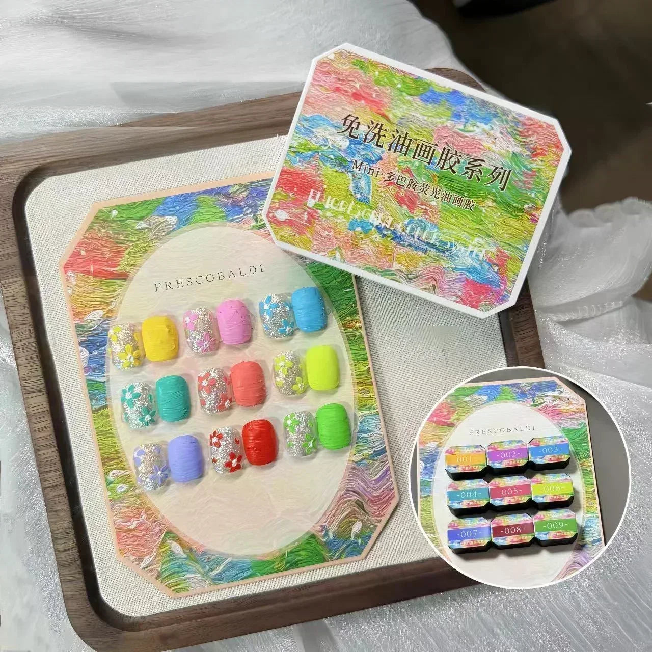 2.5gx9 Nail Drawing 3D Modeling Oil Paint Gel Polish No Wipe Glue Art Design DIY Flowers Painted Carved Nail Gel For Manicure