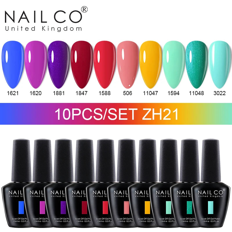 NAILCO 10PCS Set Jelly Color Macarone Gel Polish Set Gel Nail Art All For Manicure Semi-Permanent Varnish Hybrid Design Gel Kit